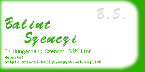 balint szenczi business card